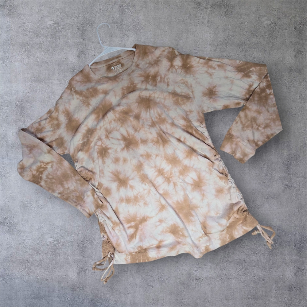 PINK Victoria's Secret Tan Tie-Dye Long Sleeve Tee